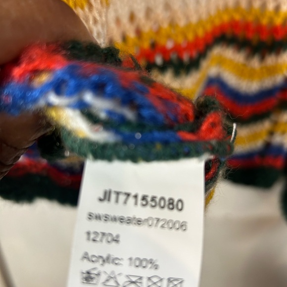 SHEIN Colorful BOHO/HIPPIE Airy Crochet Knit BELL SLEEVE Mini SWEATER Size L - Picture 3 of 5